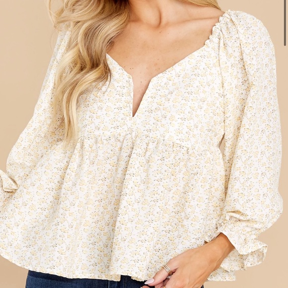 Red Dress Boutique Entro Summer Shade Yellow Floral Print Top Size Large NWT - Picture 4 of 6